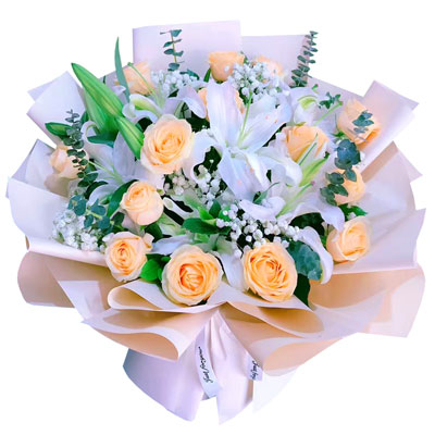 徐州16朵香槟玫瑰2支百合，爱的温暖和幸福