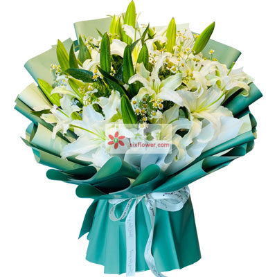 徐州8支白色多头百合洋甘菊，如潮的思念