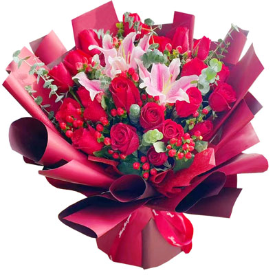 徐州22朵红玫瑰百合，爱的火焰