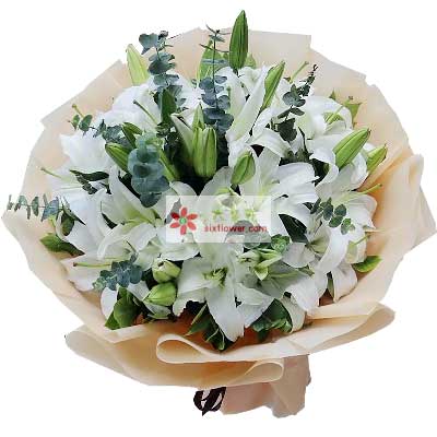 徐州9支白色多头百合，祝福你幸福