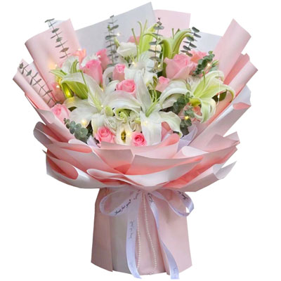 徐州16朵粉玫瑰百合，感情稳定坚固